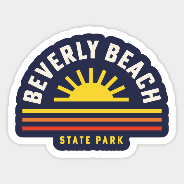 Beverly Beach State Park Oregon Retro Vintage Stripes Sunset Sticker by PodDesignShop